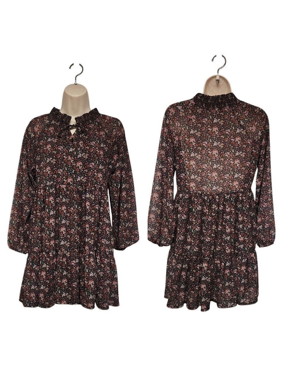 American Eagle Floral Dress Babydoll Long Leeve Dress Small Button Down Size XS